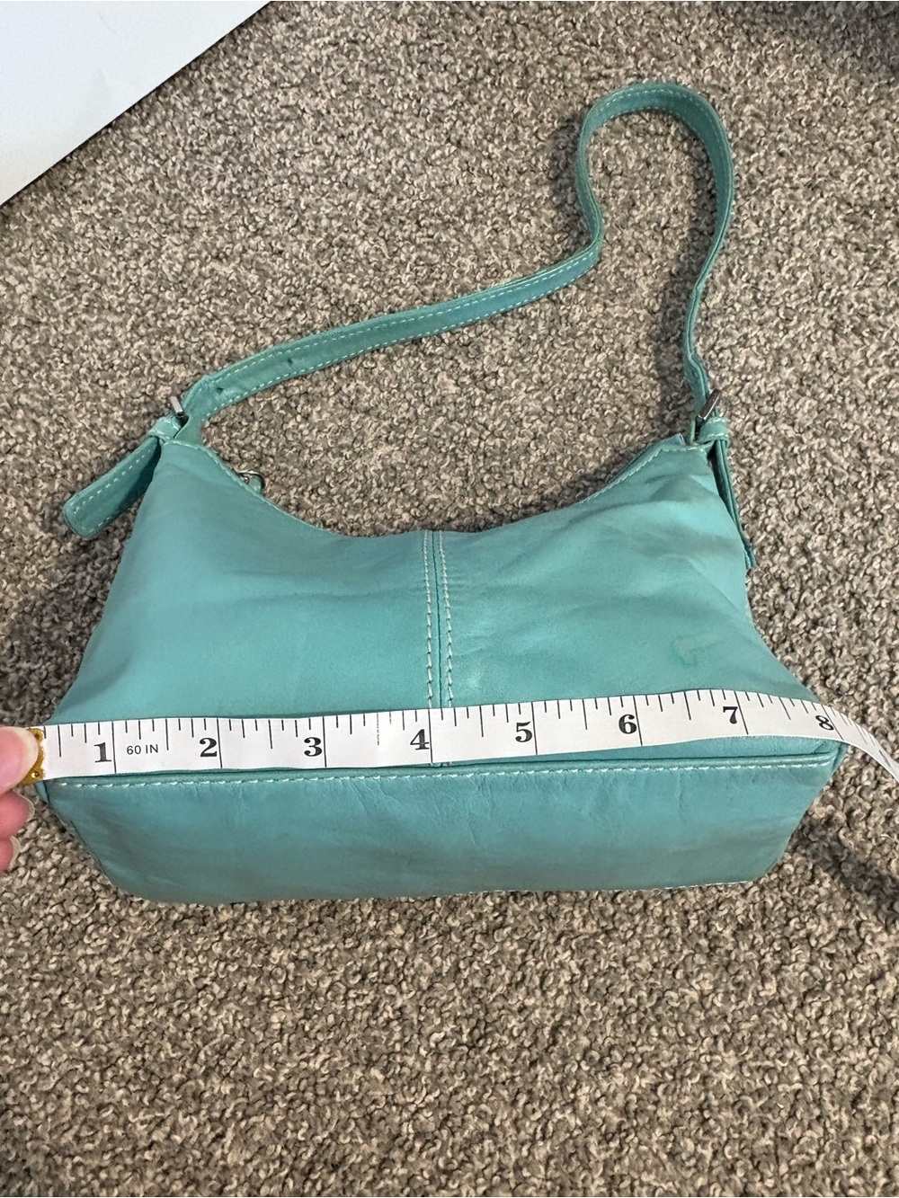 Y2K Danier Turquoise Leather Shoulder Bag - Picture 11 of 16